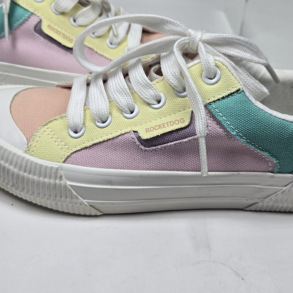 Rocket Dog Cheery Pastel Rainbow Multicolor Women's Lace Up Sneakers Size 7 - Picture 9 of 11